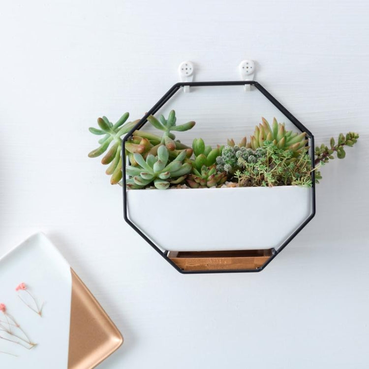Geometric Metal Frame Ceramic Planter
