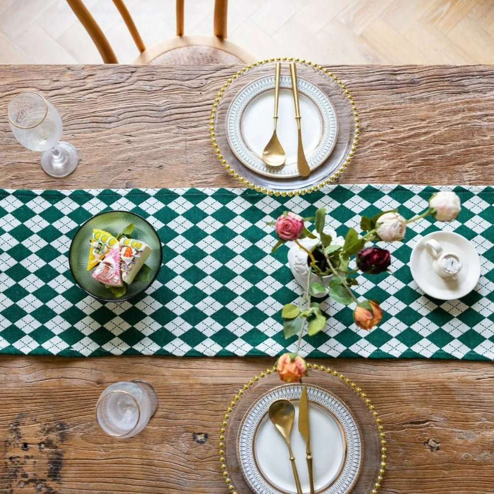 Chequered Tassel Table Runner – image 5