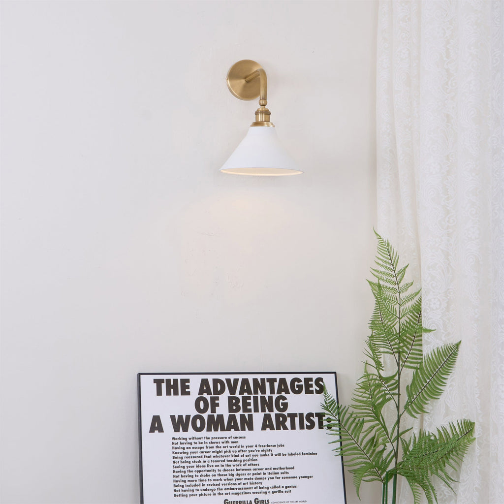 Brass Wall Sconce with Aluminium or Ceramic Shade - view 5