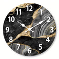 Modern Round Wooden Wall Clock Silent Marble Design