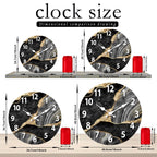 Modern Round Wooden Wall Clock Silent Marble Design