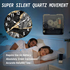 Modern Round Wooden Wall Clock Silent Marble Design
