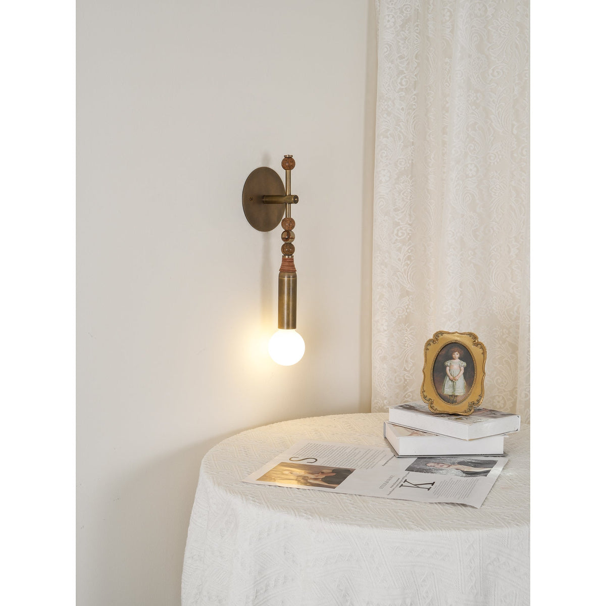 Marble and Brass Wall Sconce - view 5