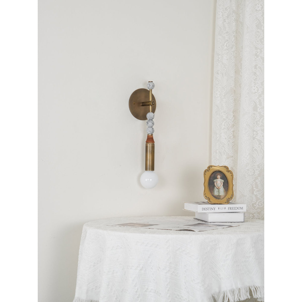 Marble and Brass Wall Sconce - view 7