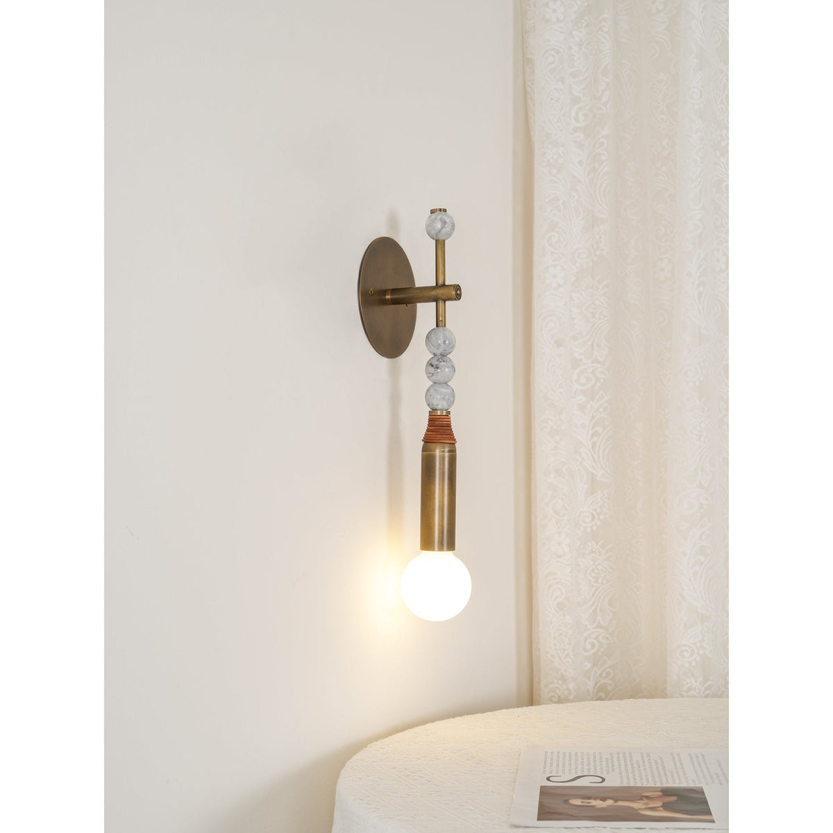 Marble and Brass Wall Sconce - view 10