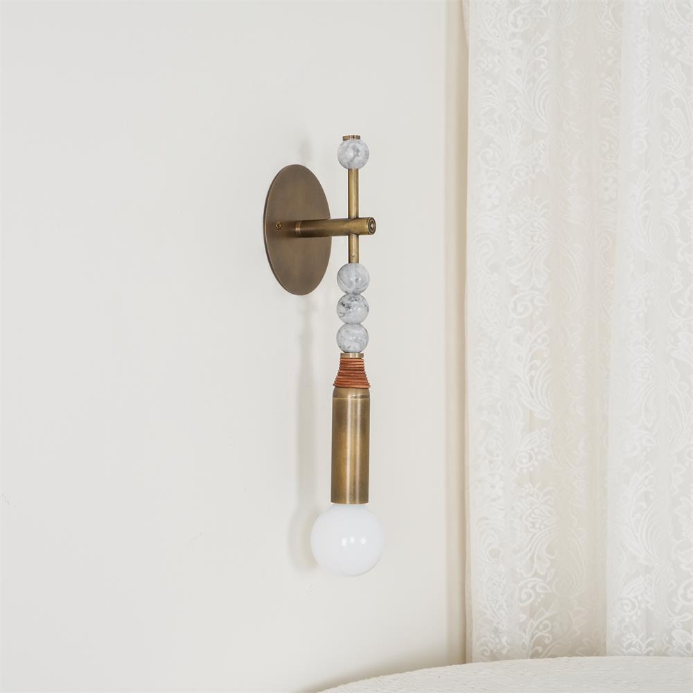 Marble and Brass Wall Sconce - view 1