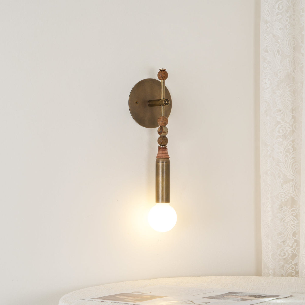 Marble and Brass Wall Sconce - view 12