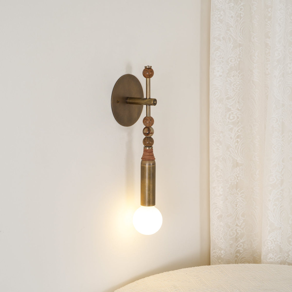 Marble and Brass Wall Sconce - view 3