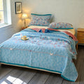 Turquoise Floral Cotton Gauze Blanket - product view 1