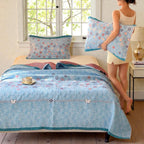 Turquoise Floral Cotton Gauze Blanket - product view 3