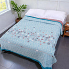 Turquoise Floral Cotton Gauze Blanket - product view 5