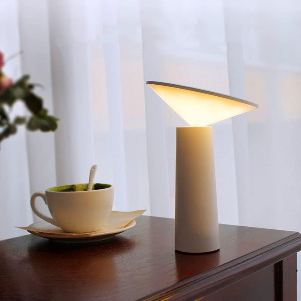 Rotating Rechargeable Table Lamp, Dimmable USB-C LED Light - White