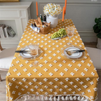 Yellow Embroidered Tassel Tablecloth – image 1