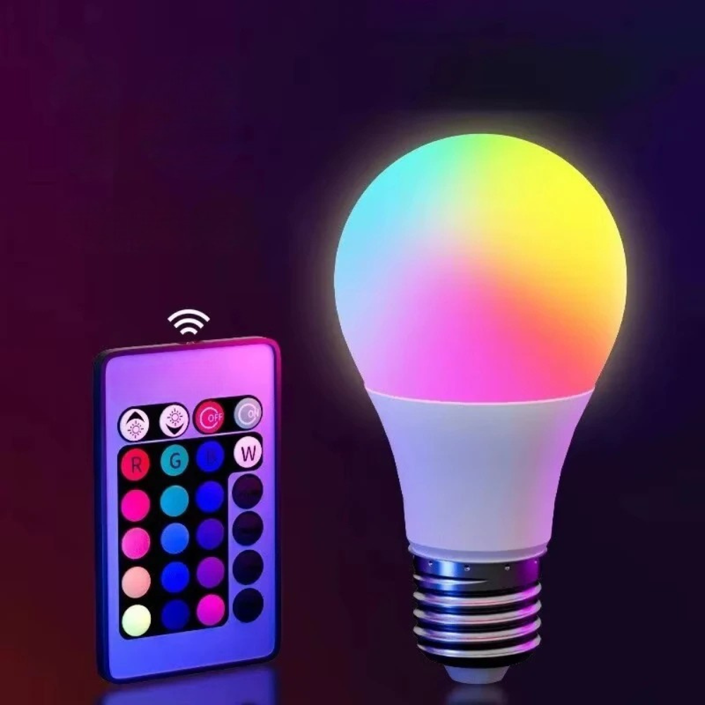 E27 RGB LED Light Bulb with Remote, 16 Colours — product view 1