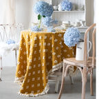 Yellow Embroidered Tassel Tablecloth – image 6