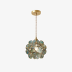 Floral Glass Pendant Light with Brass Fittings - view 2