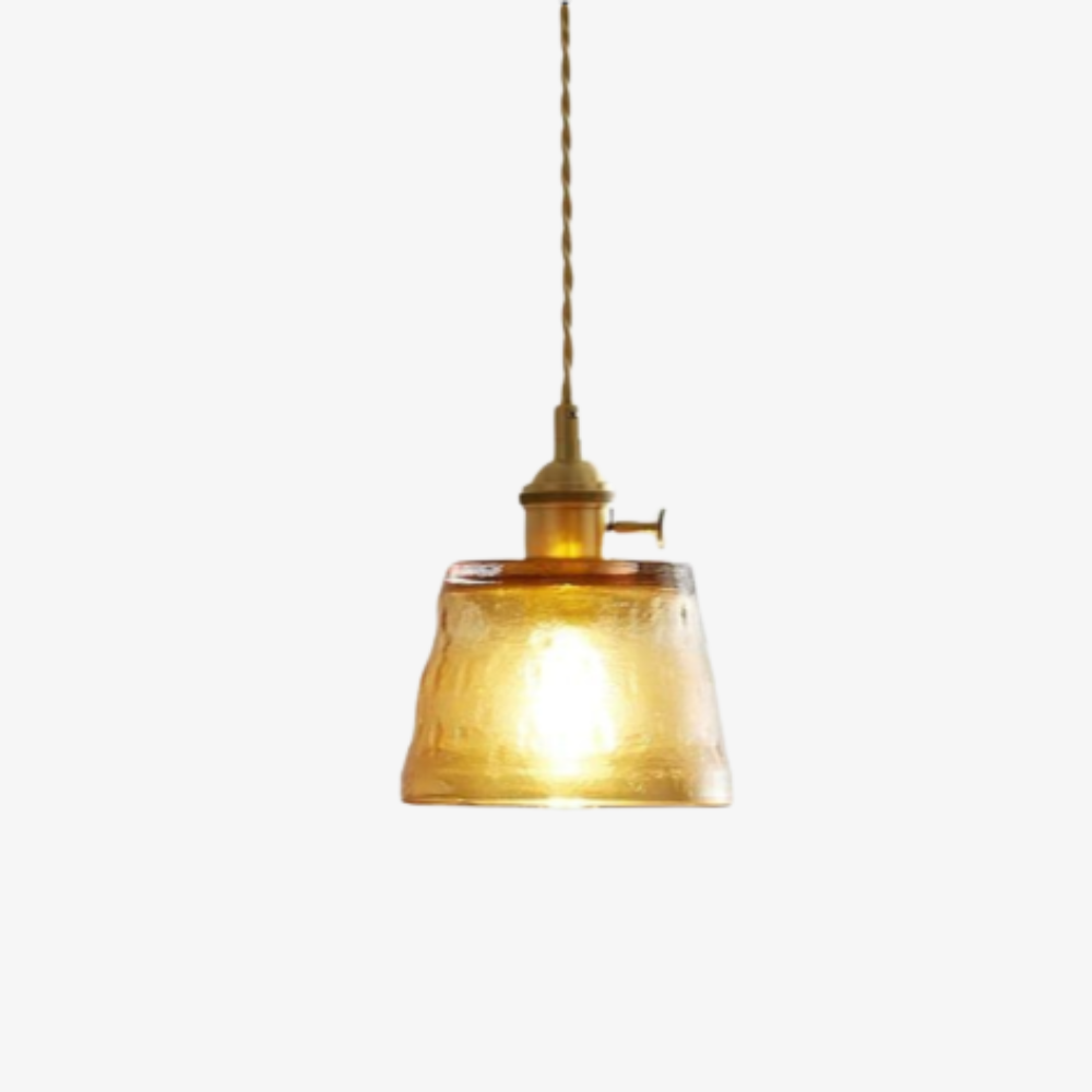 Hammered Glass Pendant Light with Brass Hardware - view 2