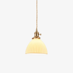 White Ribbed Ceramic Dome Pendant Light - view 2
