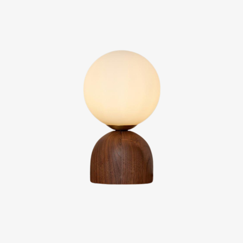 Glass Globe Table Lamp with Wood Base, UK Plug - view 2