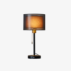 Double Fabric Shade Table Lamp with Metal Base, UK Plug - view 2