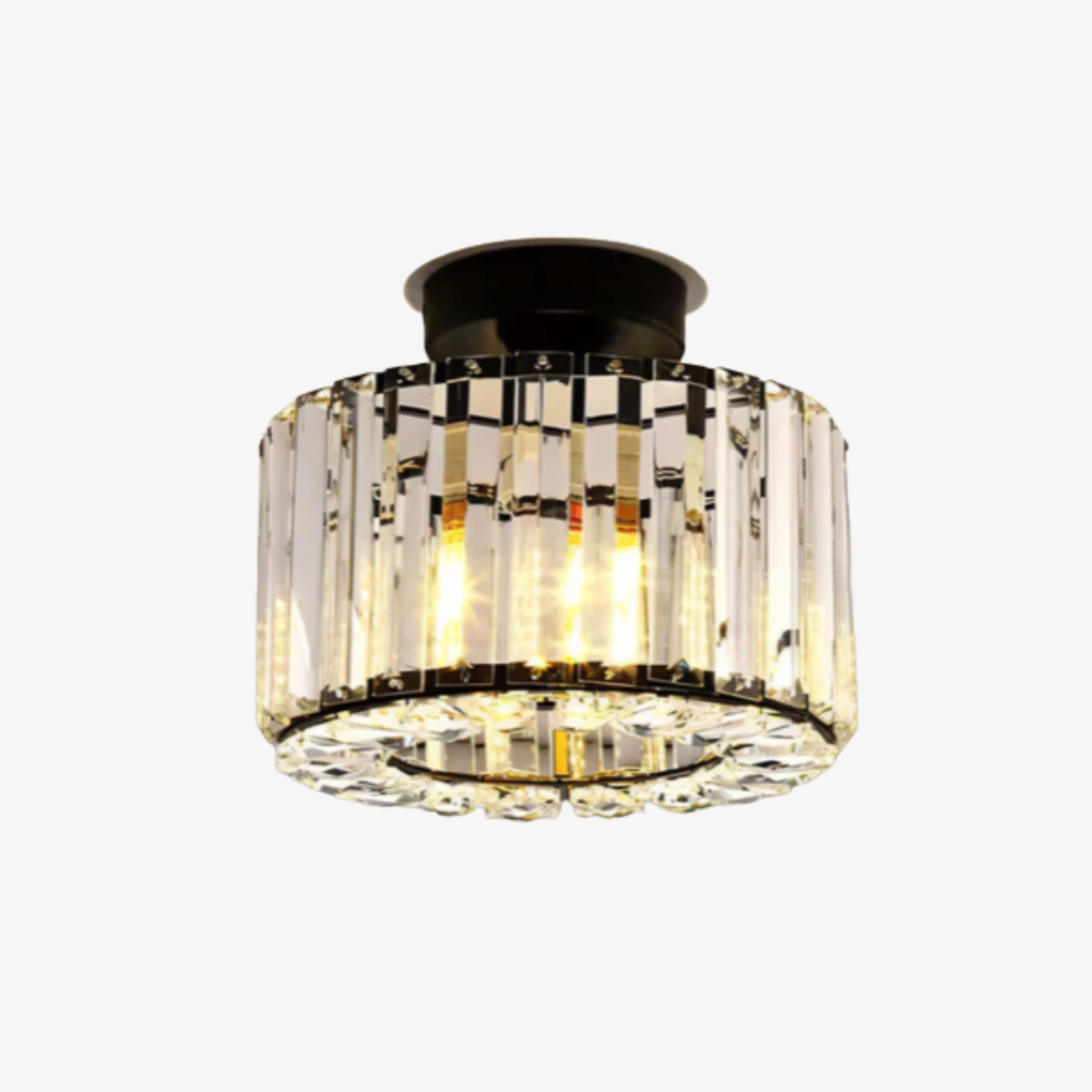 Crystal Prism Flush Ceiling Light with Cylindrical Frame - view 2