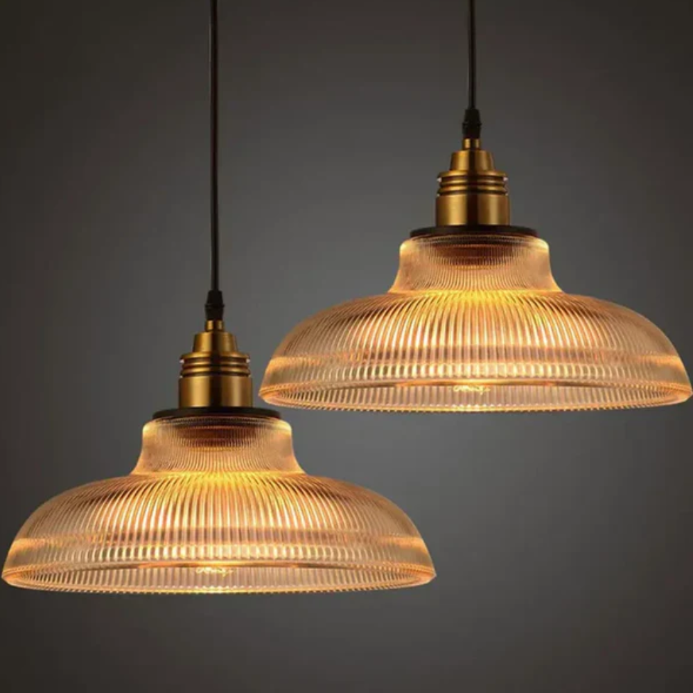Ribbed Glass Pendant Light, Modern Farmhouse Style - view 1