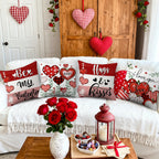 Heart Print Cushion Cover Set, Valentine Sofa Décor — product view 2