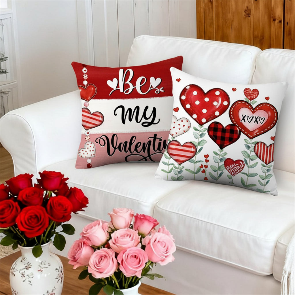 Heart Print Cushion Cover Set, Valentine Sofa Décor — product view 3