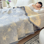 Reversible Floral Cotton Blanket with Soft Botanical Pattern - product view 2