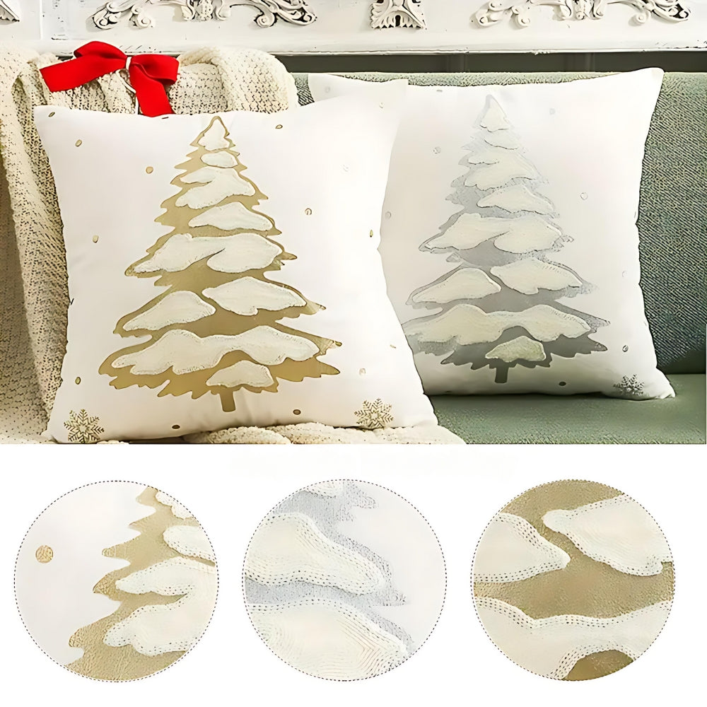 Embroidered Christmas Tree Velvet Cushion Cover – image 8