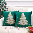 Embroidered Christmas Tree Velvet Cushion Cover – image 1