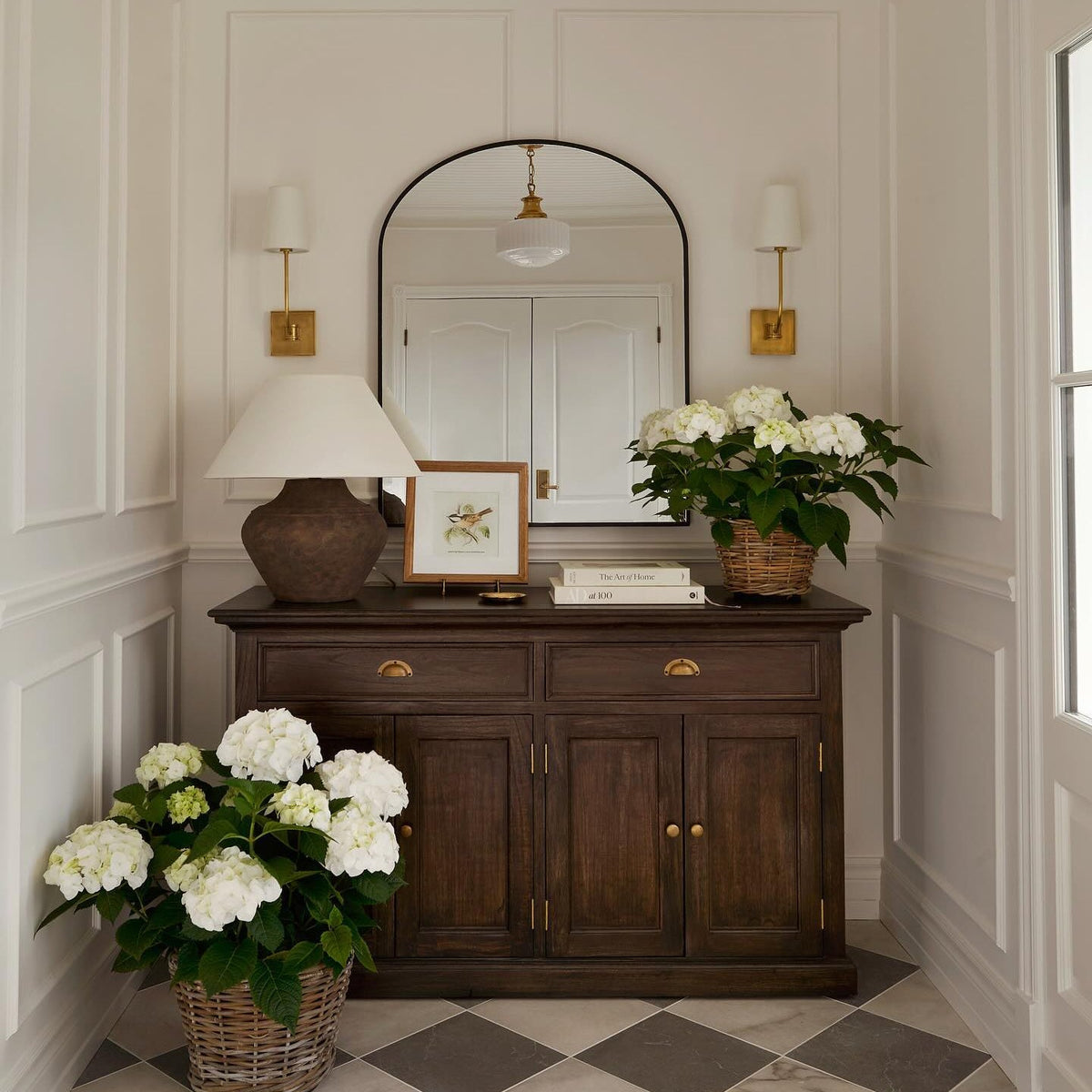 Natural Brass Wall Sconce with Fabric Shade - view 3