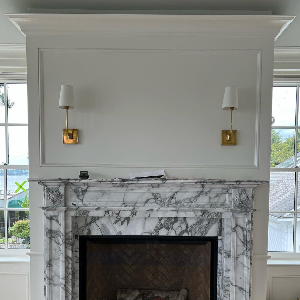 Natural Brass Wall Sconce with Fabric Shade - view 4