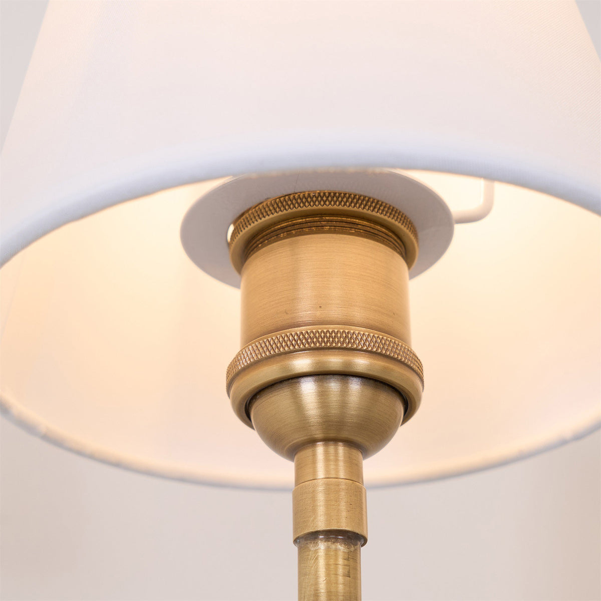 Natural Brass Wall Sconce with Fabric Shade - view 6