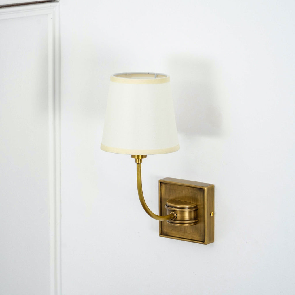Natural Brass Wall Sconce with Fabric Shade - view 12