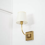 Natural Brass Wall Sconce with Fabric Shade - view 13