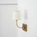 Natural Brass Wall Sconce with Fabric Shade - view 15