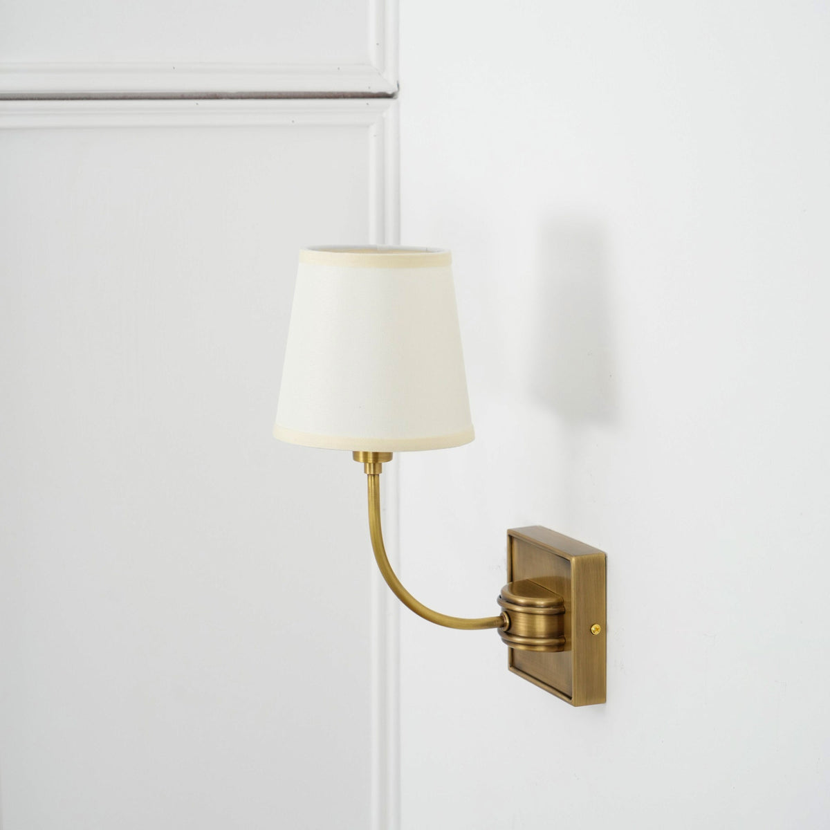 Natural Brass Wall Sconce with Fabric Shade - view 15