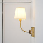 Natural Brass Wall Sconce with Fabric Shade - view 5