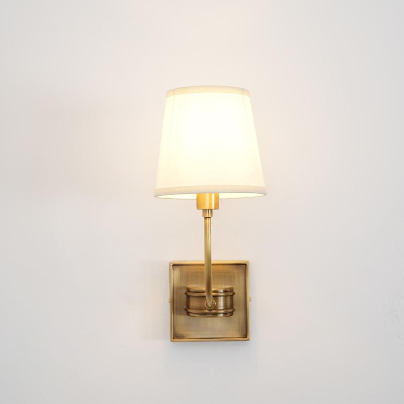 Natural Brass Wall Sconce with Fabric Shade - view 2