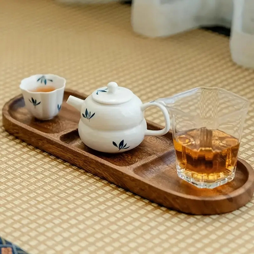 Wooden Three-Compartment Serving Tray for Snacks - product view 3