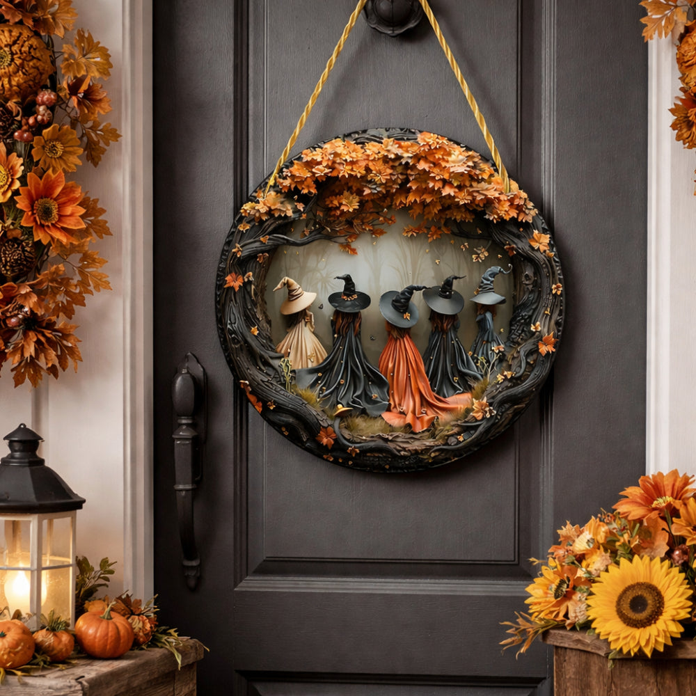 Wooden Witch Door Sign, Hanging Folklore Decoration — product view 1