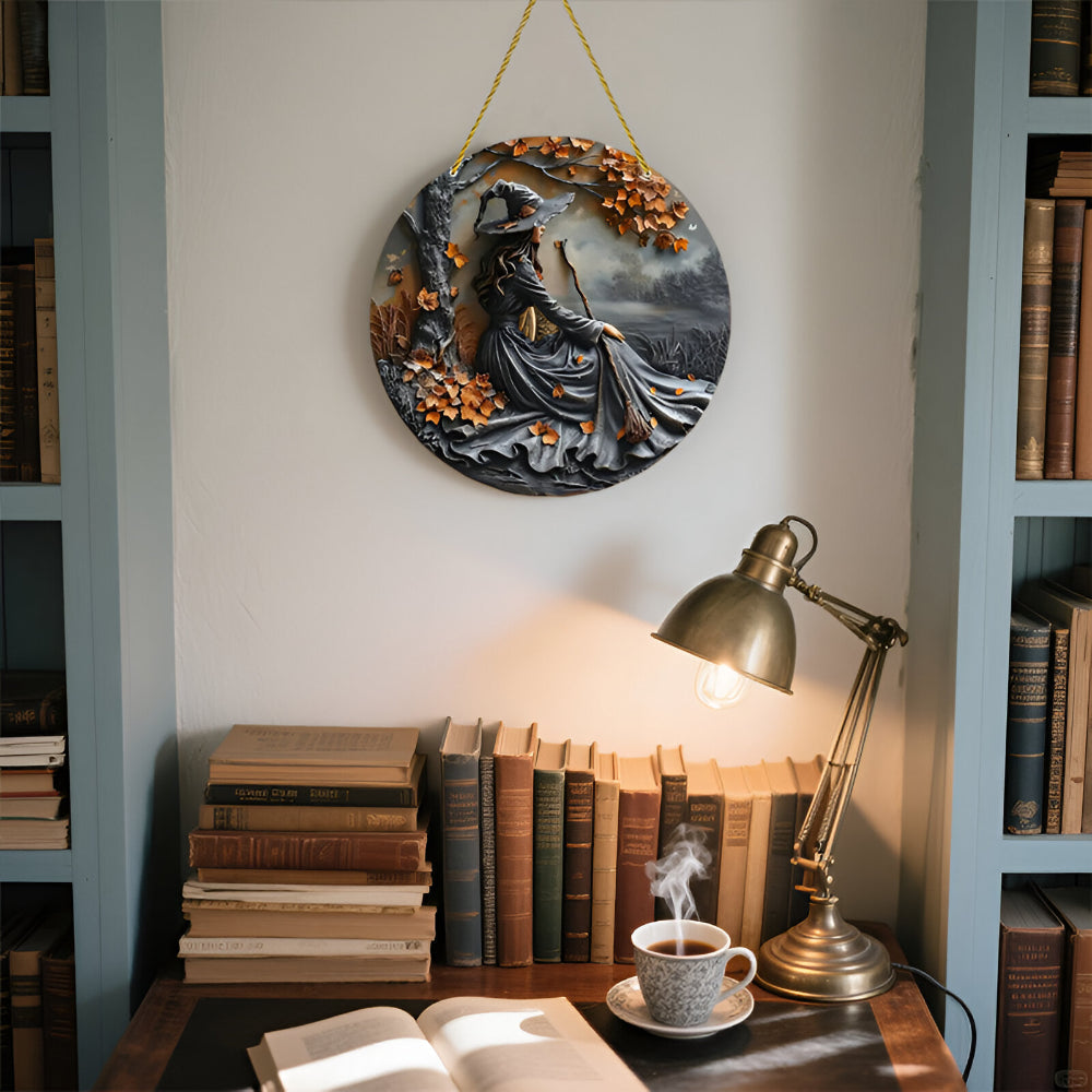 Wooden Witch Door Sign, Hanging Folklore Decoration — product view 4