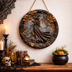 Wooden Witch Door Sign, Hanging Folklore Decoration — product view 2