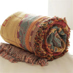 World Map Cotton Throw Blanket with Fringed Edges - product view 8