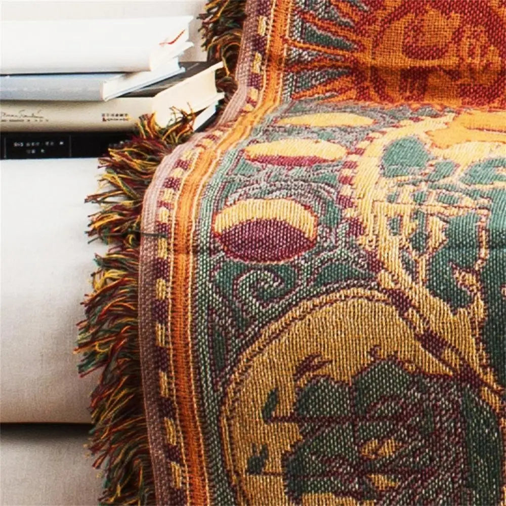 World Map Cotton Throw Blanket with Fringed Edges - product view 7
