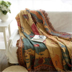World Map Cotton Throw Blanket with Fringed Edges - product view 4
