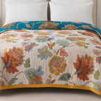 Reversible Floral Cotton Blanket with Botanical Design - product view 4