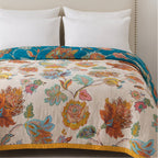 Reversible Floral Cotton Blanket with Botanical Design - product view 3