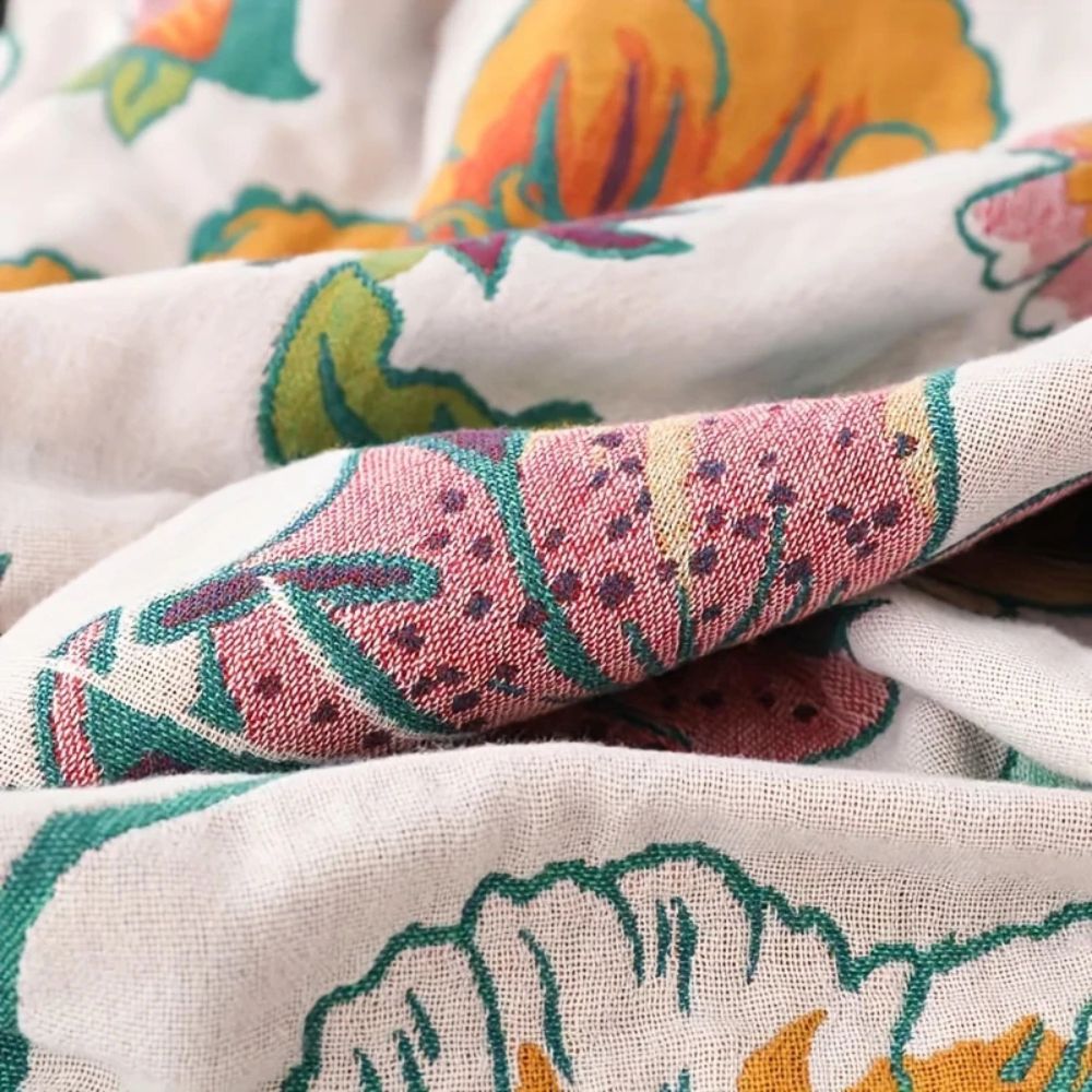 Wildflower Botanical Cotton Blanket for Bed and Sofa - product view 3